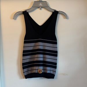 Striped Black and Gray Sleeveless Top